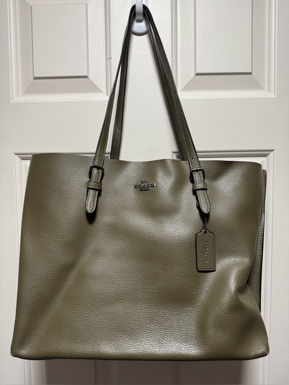 Coach Mollie Olive Green Leather Tote Bag Hangtag L2040 1671